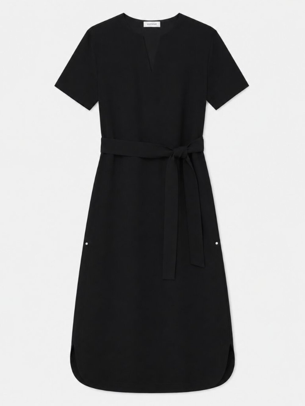 Lafayette 148 S black V-neck belted dress